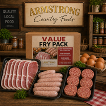 Load image into Gallery viewer, Fry Pack - 400g Pork Sausages, 350g Back Bacon, 6 Free Range Eggs and 400g Vegetable Roll
