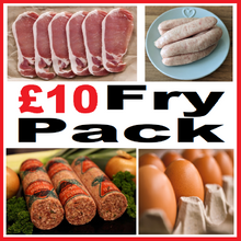 Load image into Gallery viewer, Fry Pack - 400g Pork Sausages, 350g Back Bacon, 6 Free Range Eggs and 400g Vegetable Roll
