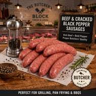 Steak & Cracked Black Pepper Sausages 400g