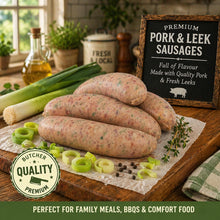 Load image into Gallery viewer, Pork &amp; Leek Sausage 400g
