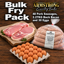 Load image into Gallery viewer, Bulk Fry Pack - 40 Pork Sausages, 2.27KG Back Bacon and 30 Eggs
