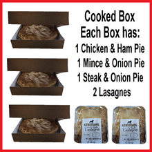 Load image into Gallery viewer, Cooked Box, 1 of Each Pie and 2 Lasagnes!
