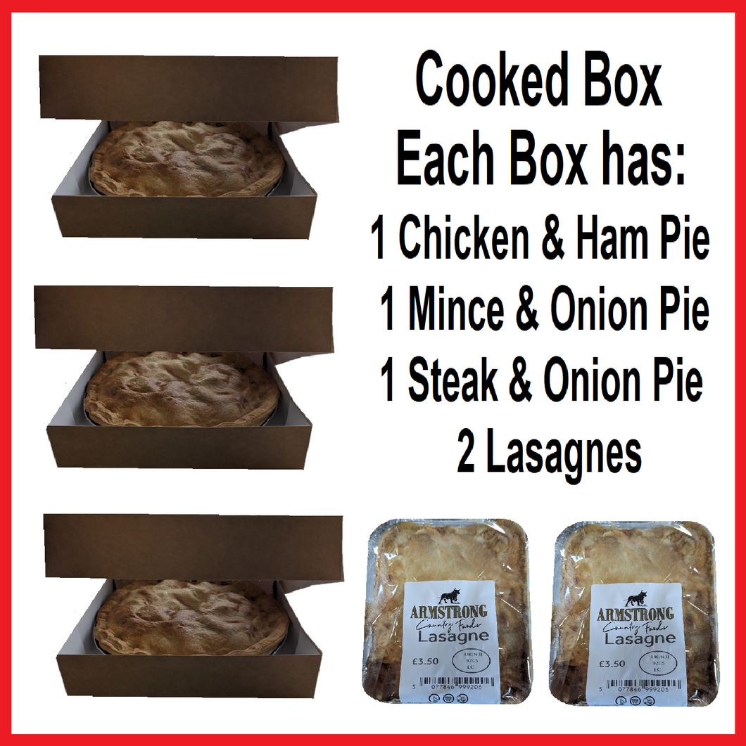 Cooked Box, 1 of Each Pie and 2 Lasagnes!