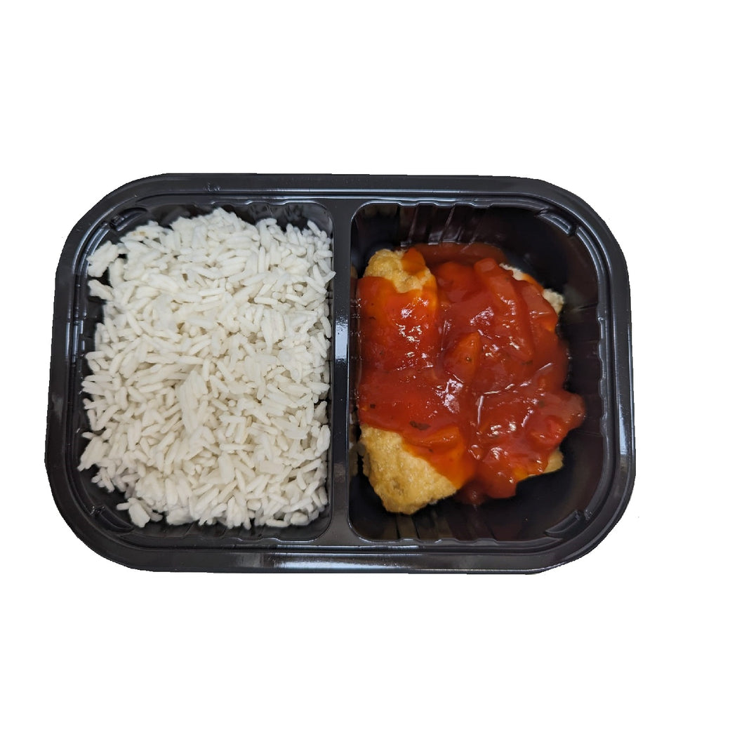 Sweet and Sour Chicken Balls with Rice