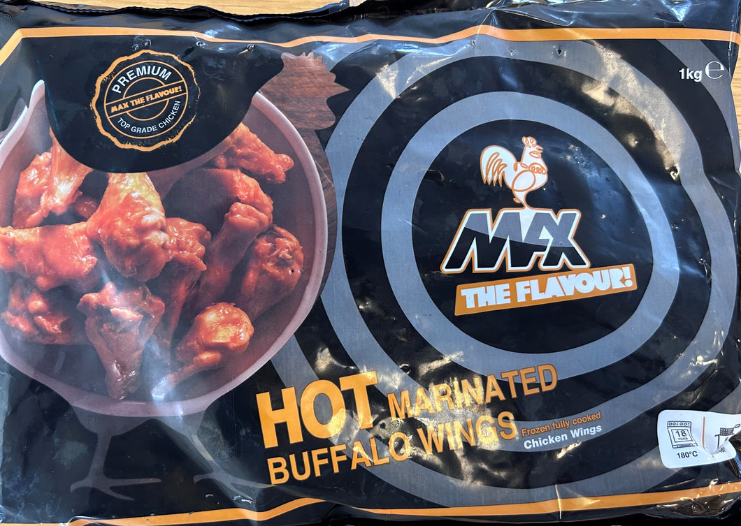 Frozen Hot Marinated Buffalo Wings - 1kg